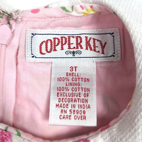 Vtg 90s Copper Key Dress Girls SZ 3T Midi/Maxi Pink Floral Cottagecore Girly - Picture 5 of 5